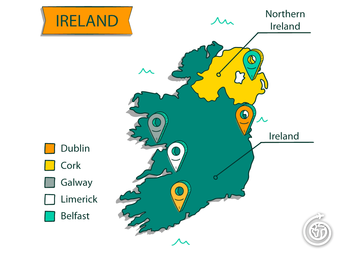 Map of the 5 Best cities of Ireland