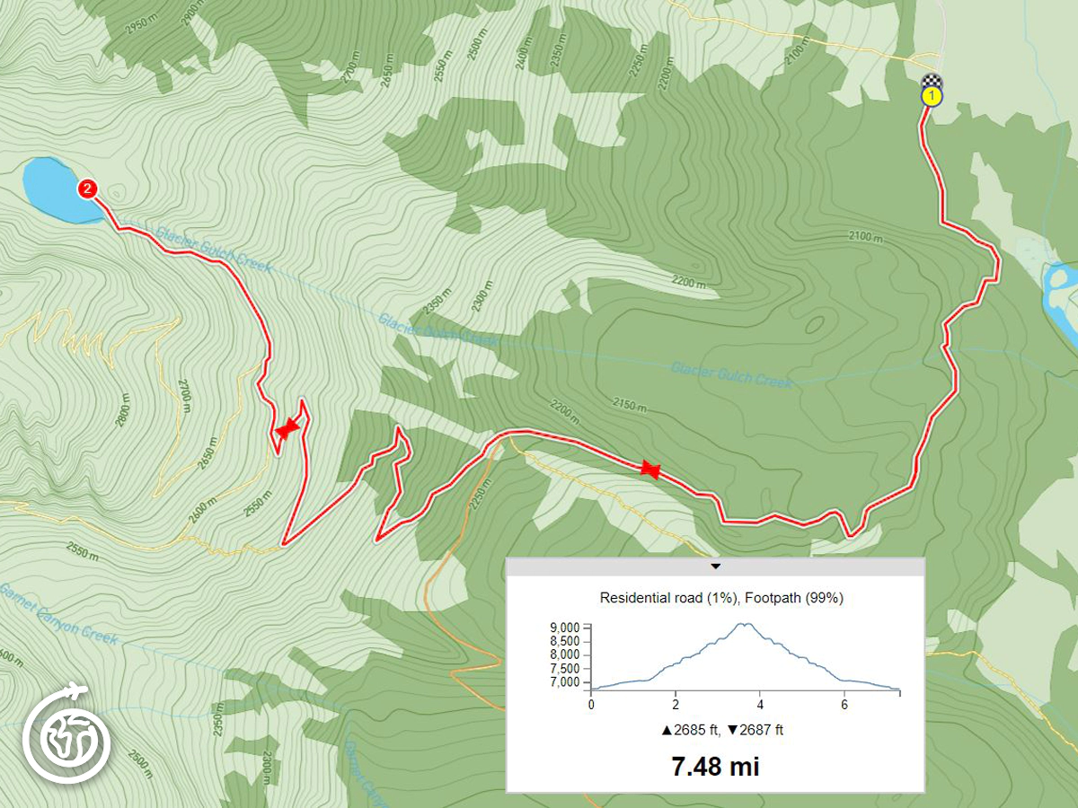 Delta Lake Trail Map in Grand Teton National Park