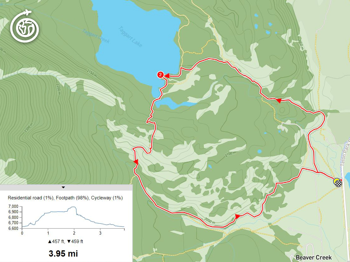 Taggart Lake Trail Map in Grand Teton National Park