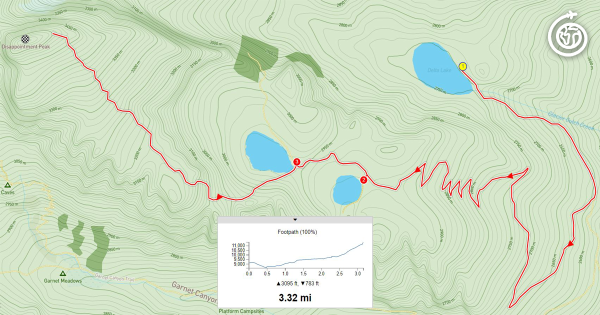 Trail from Delta Lake Wyoming to Surprise and Amphitheater Lakes