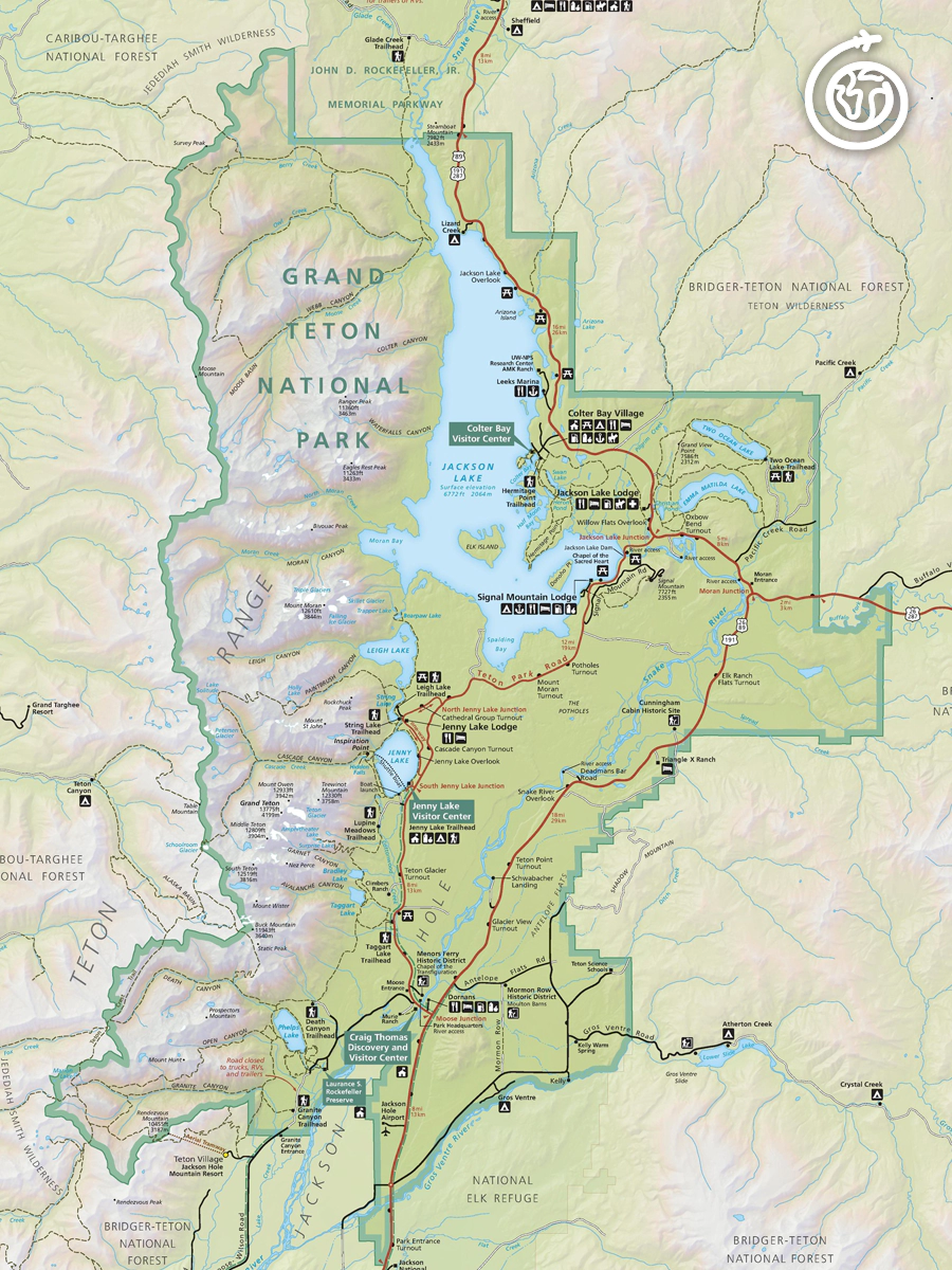 Key features on Grand Teton National Park Map